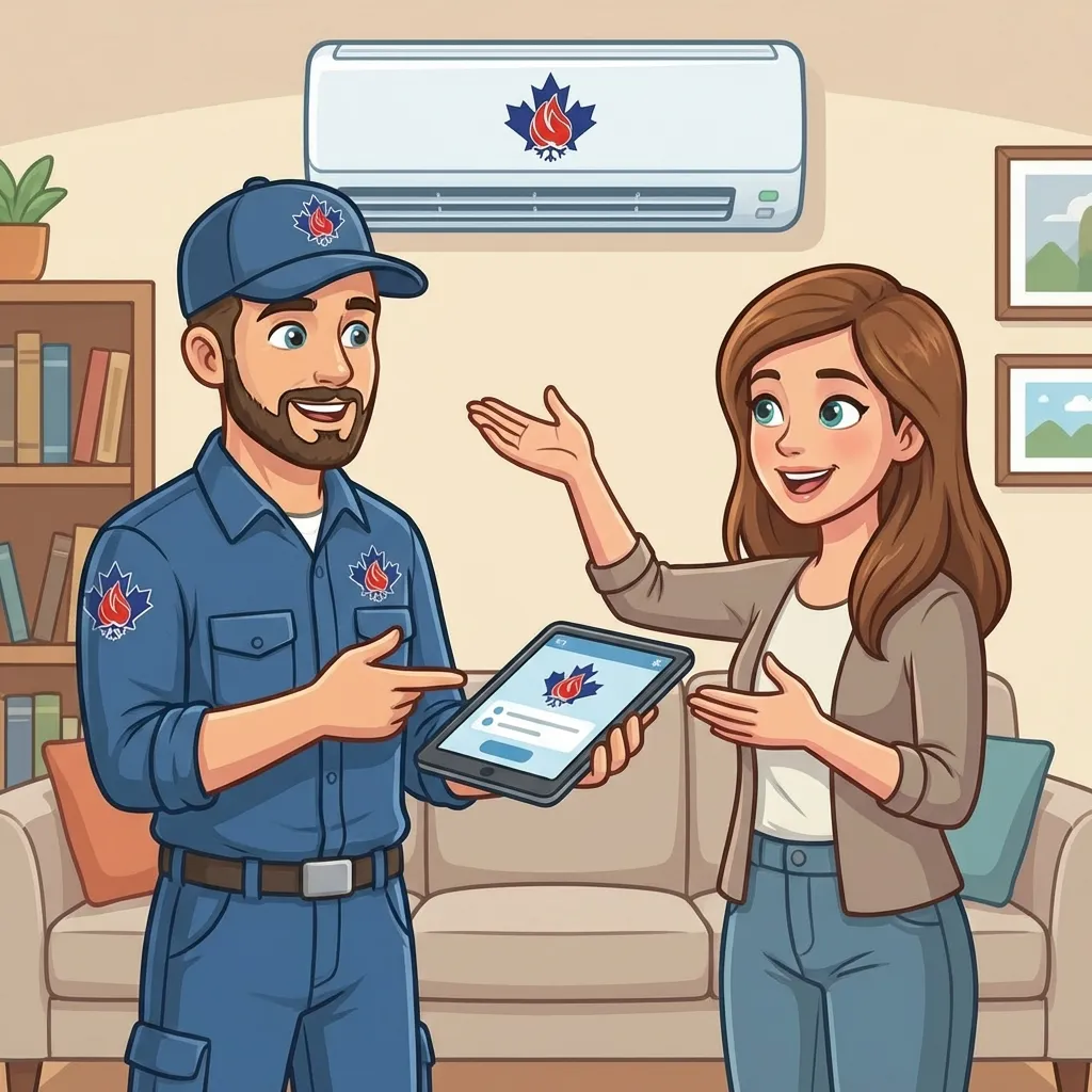 Veteran HVAC technician providing a free estimate to a homeowner