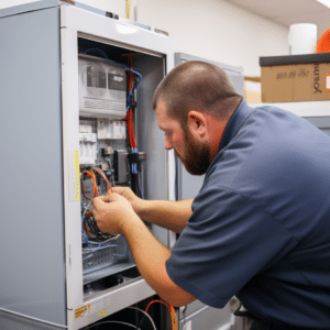 technician installing refrigeration